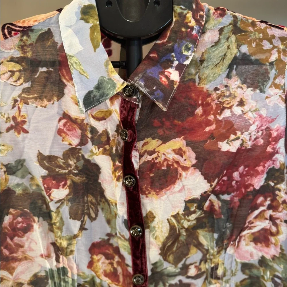 Aratta Floral Button-Up Tunic - Multicolor - Picture 2 of 10